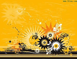太阳背景与花朵
