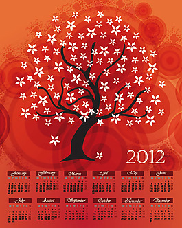 卡通樹枝2012年日歷
