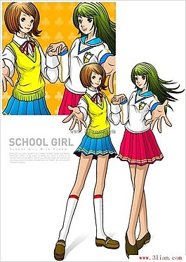 矢量韓國女學生