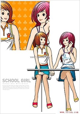 矢量韓國女學生