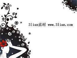 花紋美女PPT模板