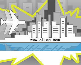 城市飛機PPT模板下載