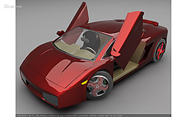 红色时尚跑车3d模型