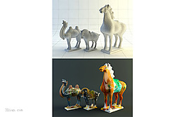 唐三彩馬陶瓷3D模型