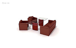 3d真皮沙發(fā)組合模型