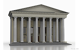 3D國外戲院建筑模型