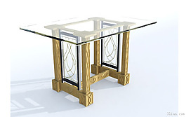 3D玻璃茶幾模型