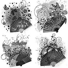 折扇花紋裝飾PS筆刷