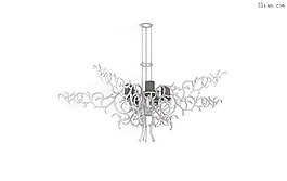 鐵藝花紋吊燈3D模型