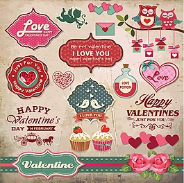 情人節復古元素矢量