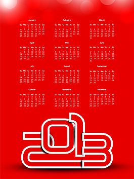 2013掛歷模板矢量素材