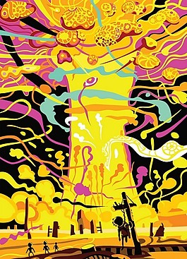 夢幻抽象畫矢量圖