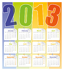 2013年日歷矢量圖