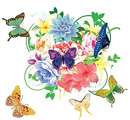 炫彩蝴蝶花纹矢量素材