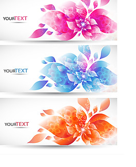 炫彩花卉旗幟矢量素材下載