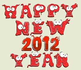 2012卡通字母矢量圖