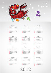 2012年卡通日歷矢量素材