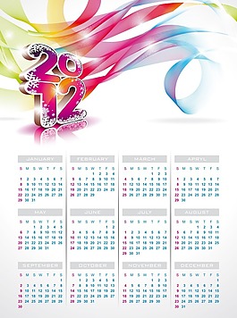 2012年日歷模板下載