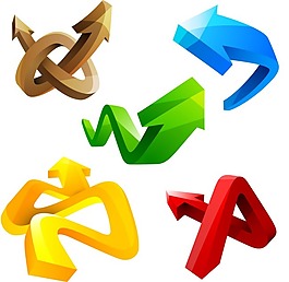 彩色3D箭頭指示矢量素材