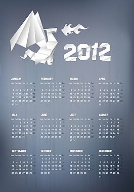 2012國外年歷矢量圖