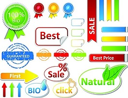 彩色標簽平貼矢量圖