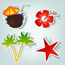 夏季休閑標簽矢量素材