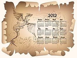 羊皮紙2012年日歷矢量圖