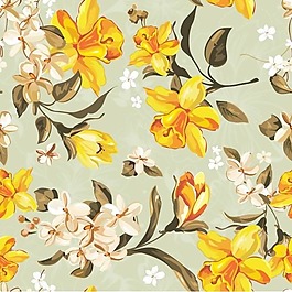 鮮花插畫布紋背景矢量圖