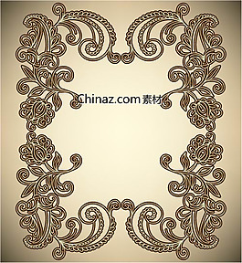 老式花纹装饰框矢量图