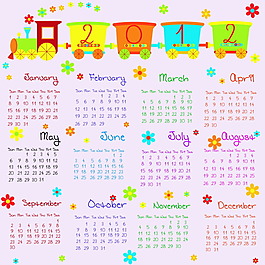 可愛2012年日歷矢量圖