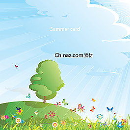 夏季卡通圖案矢量圖下載