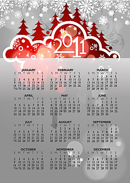 2011年日歷模板矢量圖下載