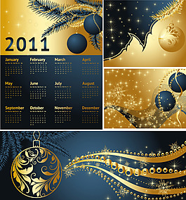 2011年金色圣誕節(jié)矢量圖下載
