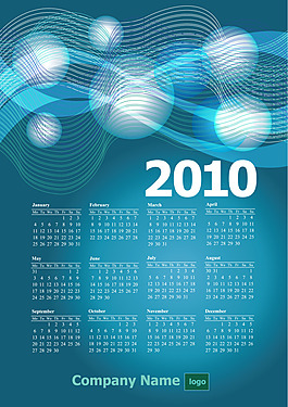 2010日歷掛歷矢量圖下載