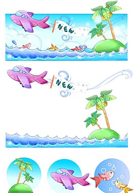 夏日風(fēng)情風(fēng)景矢量圖下載