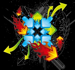 潮流火焰箭頭矢量圖下載