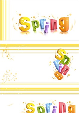 spring花纹立体字矢量图下载