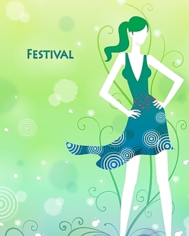 可愛卡通美女矢量圖下載