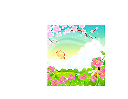 桃花風景矢量圖下載