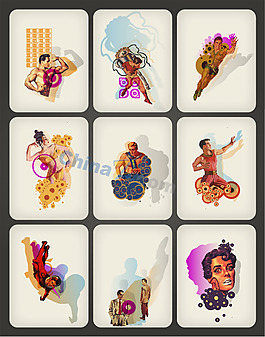 復(fù)古風(fēng)格人物矢量素材