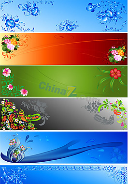中國古典花紋橫幅矢量素材