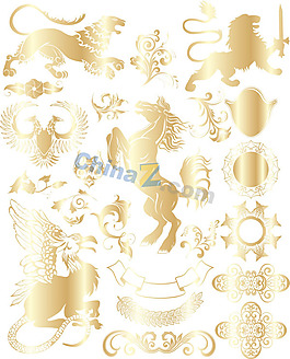 精美動物花紋矢量素材