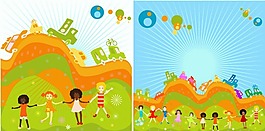 2款繽紛兒童插畫矢量圖