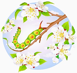 花朵與蟲矢量素材