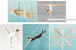 5款運動女性插畫矢量