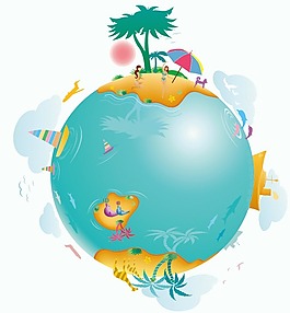 地球休閑生活插畫矢量圖