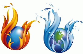 動感水與地球矢量素材
