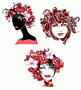 時(shí)尚花朵女性矢量素材