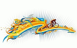 潮流自行車運(yùn)動矢量素材