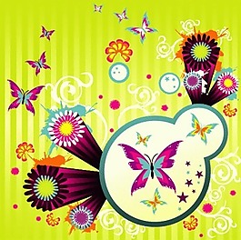活潑風(fēng)格蝴蝶花紋矢量圖